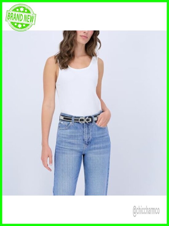 1.25-inch Puffed Logo Harness Leather Belt for Jeans & Dresses